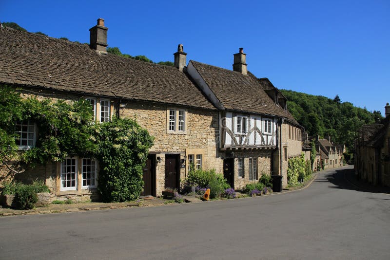 Small village Castle Combe in England in spring.