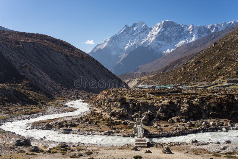 Small village in front of Kongde mountain, Everest region, Nepal