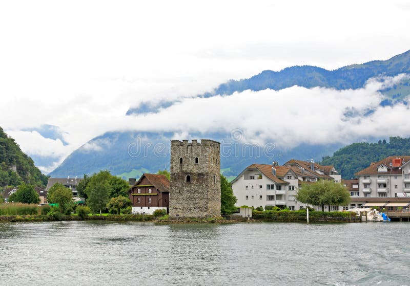 The small village on the hills around Lake Luzern