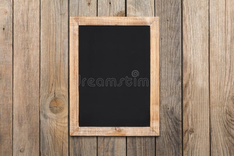 Blank Small Chalkboard On An Old Rustic Background Close Up Stock