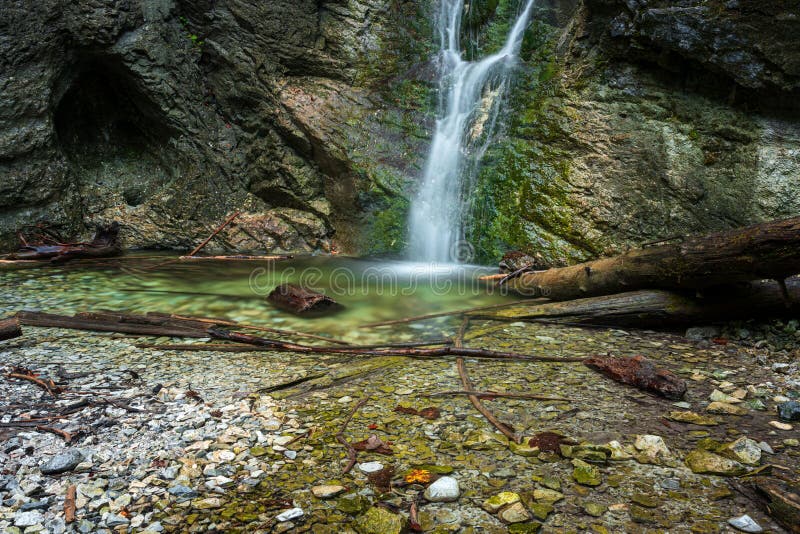 A small waterfall on the hiking trail in the Slovak Paradise National Park