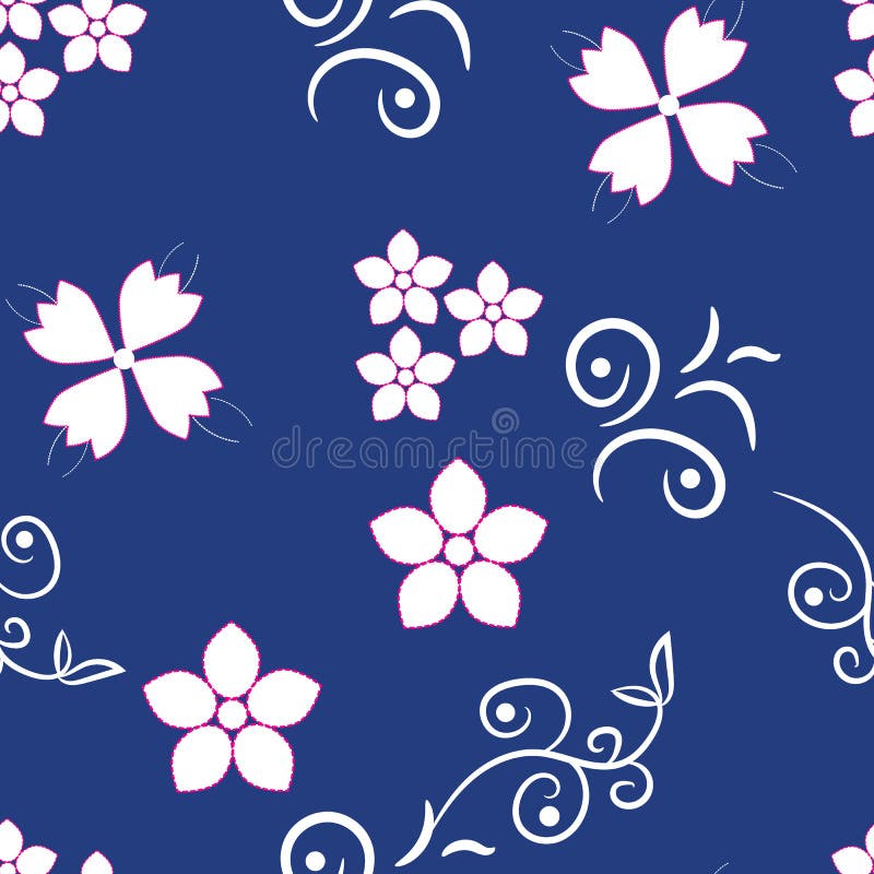 Small white flowers on blue background vector illustration Small white flowers on blue background vector illustration
