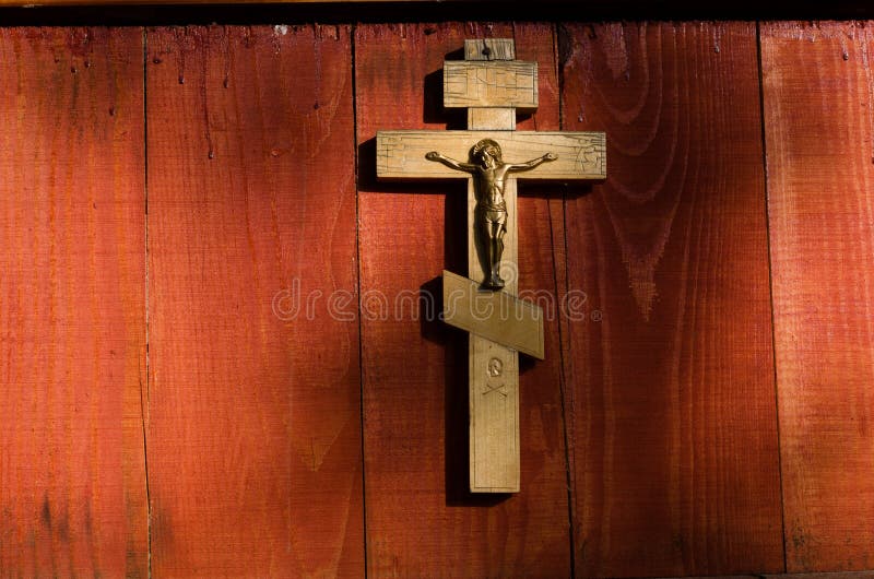The Crucifix Hanging On A Door Stock Photo Image of door, sign 208294170