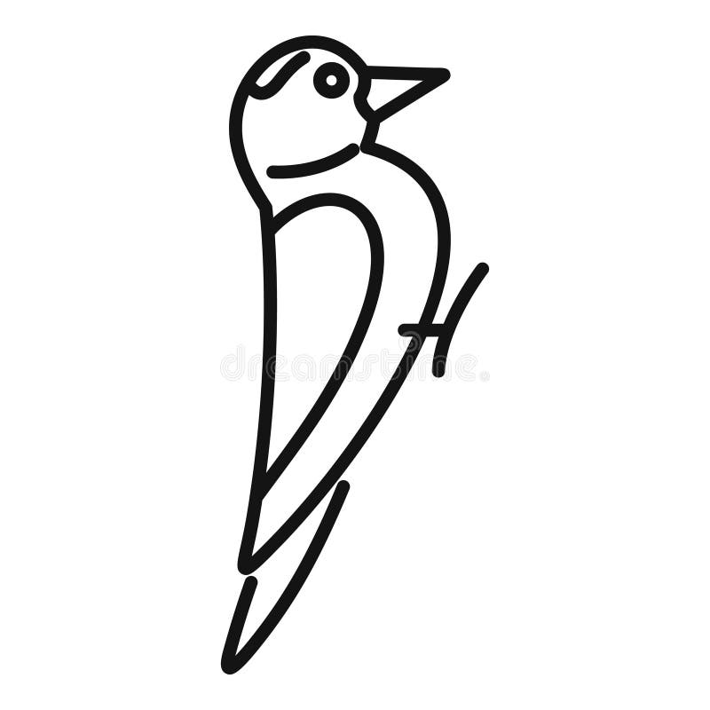 Small Woodpecker Bird Standing on Branch Icon Stock Illustration