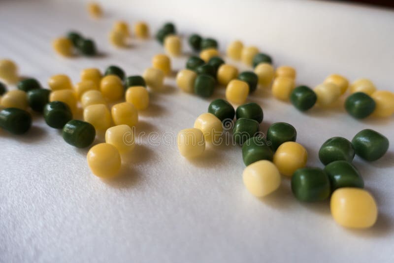 Small Yellow and Green Candy Drops Stock Photo Image of fruitdrop, abundance 89807660