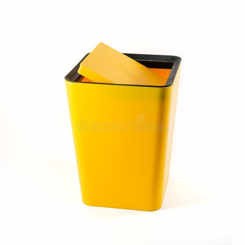 Small Yellow Plastic Bin Isolated Stock Image Image of hand, problem