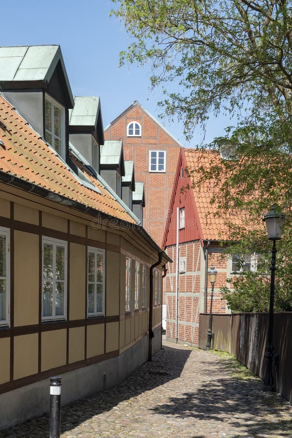 Smalle steeg in Ystad Zweden royalty-vrije stock afbeelding
