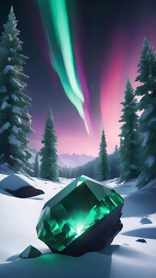 Smaragdgrünen Winterlandschaft. stock abbildung