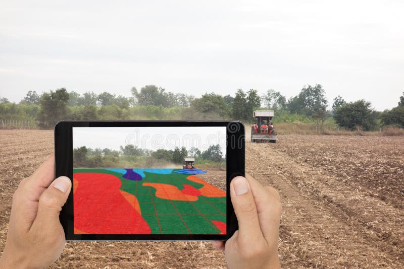 Smart agriculture concept, farmer use tablet read infrared in tr