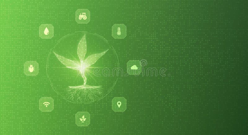 Smart Agriculture and Conservation Agriculture - Conceptual Illustration with Copy Space royalty free illustration