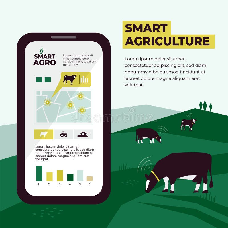 Smart agriculture template with cows royalty free illustration