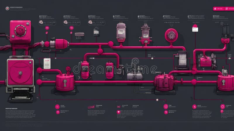Smart AI Flowchart Analyzing Customer Journey in Modern Business Systems royalty free illustration