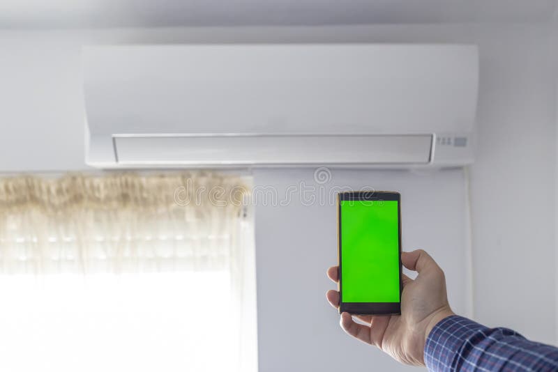 Air Conditioner Control from Your Phone Stock Image Image of