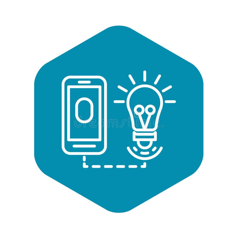 Smart bulb control icon, outline style stock illustration