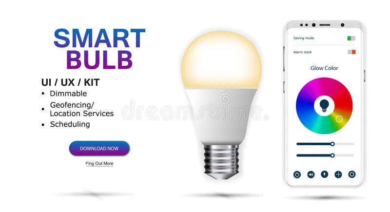 Smart Bulb controlled by smartphone royalty free illustration