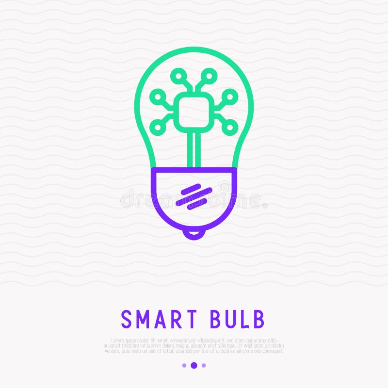 Smart bulb thin line icon. Vector illustration stock illustration