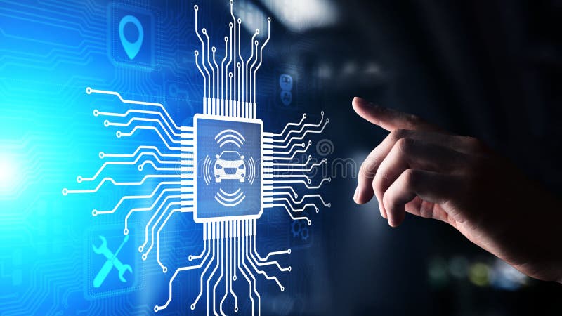 Smart car IOT and modern automation technology concept on virtual screen. stock images Smart car IOT and modern automation technology concept on virtual screen. stock images