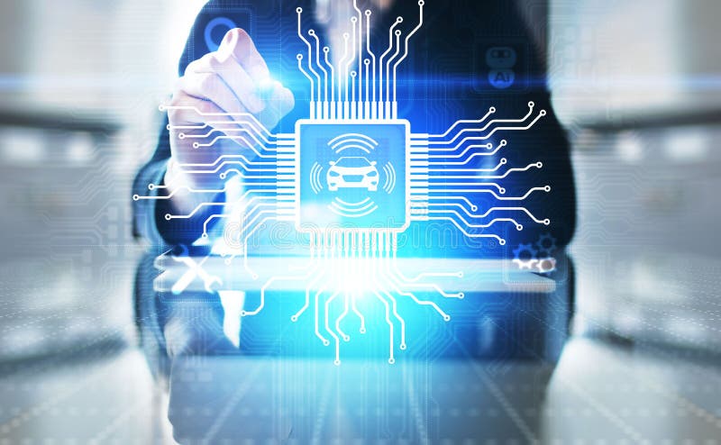 Smart car IOT and modern automation technology concept on virtual screen. stock image Smart car IOT and modern automation technology concept on virtual screen. stock image