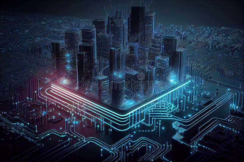 Smart City Combined with Circuit Board Concept Stock Illustration ... Circuit Diagram