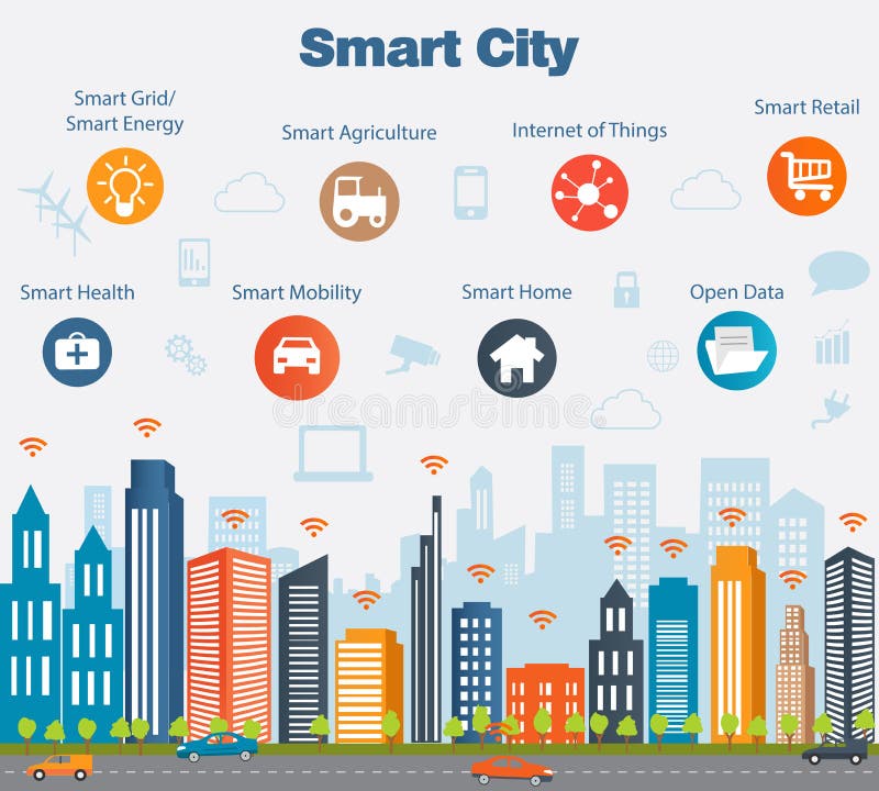 Smart city concept and internet of things vector illustration Smart city concept and internet of things vector illustration