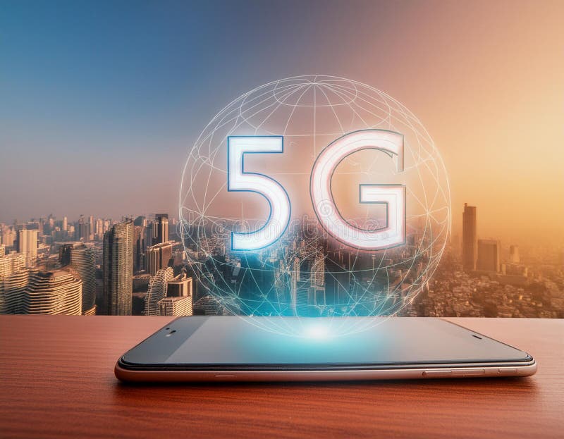 A smart city is connected to the planet via telephone via the global mobile internet vector illustration
