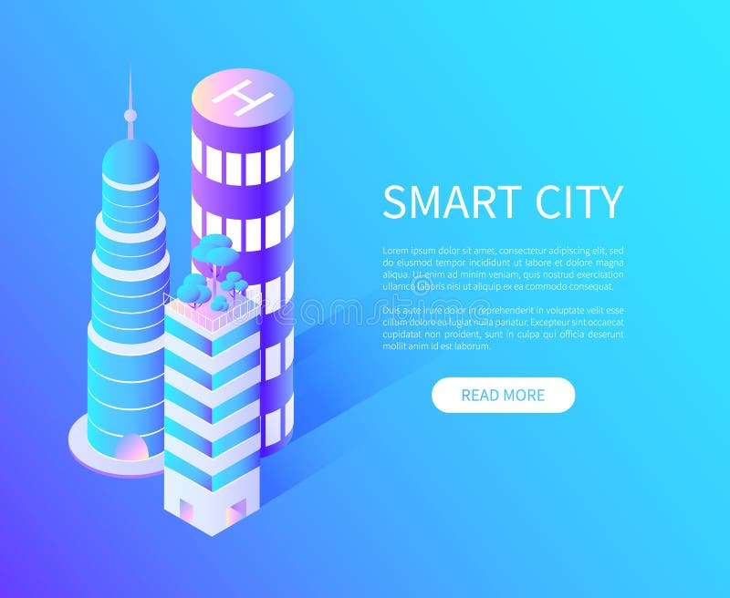 Smart City drapacz chmur z Śmigłowcowym lądowaniem ilustracja wektor Smart City drapacz chmur z Śmigłowcowym lądowaniem ilustracja wektor