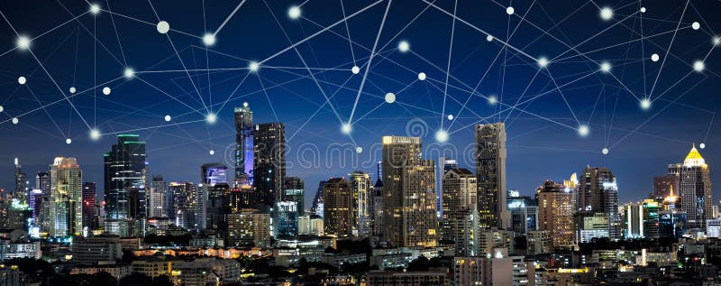 Smart city and internet of things, wireless communication network, abstract image visual royalty free stock photos