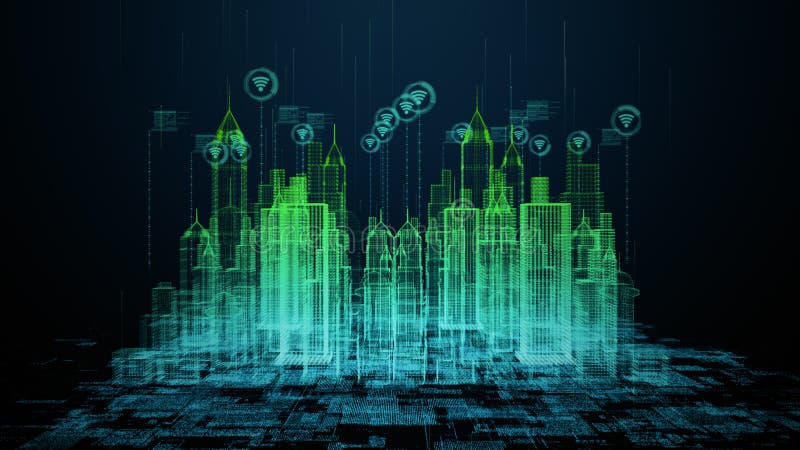 Smart City with wi-fi connection conceptual, Technology 5g communication concept. Futuristic data network connected. Internet of vector illustration