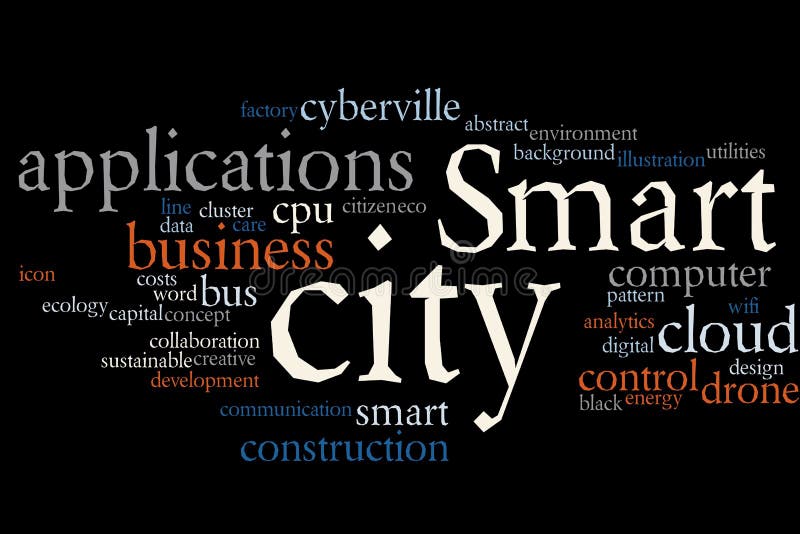 Smart City-woordwolk royalty-vrije illustratie Smart City-woordwolk royalty-vrije illustratie