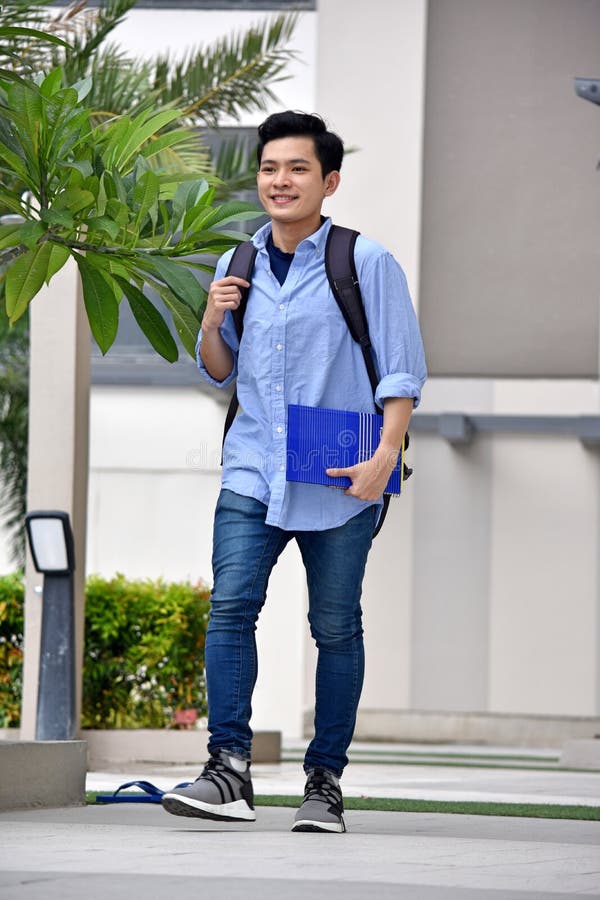 Smart College Diverse Person with Books Walking on Campus Stock Image ...