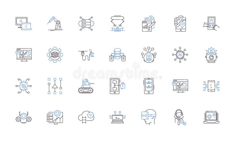 Smart computers line icons collection. Intelligent, Sophisticated, Advanced, Futuristic, Automated, Technologically vector illustration