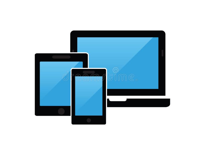 Smart Devices Icon. Phone Icon, Tablet, Laptop Icon, Computer Screen. Symbol  of Notebook and Mobile Phone Stock Vector - Illustration of laptop, design:  185820387