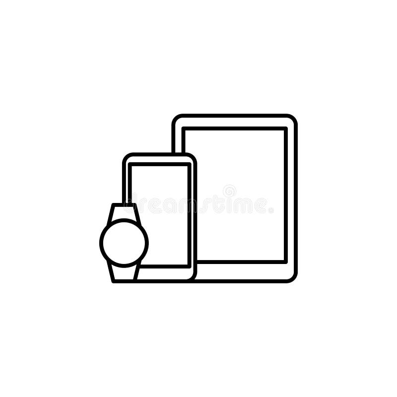 Smart devices phone watch icon. Element of artificial intelligence icon for mobile concept and web apps. Thin line Smart devices vector illustration Smart devices phone watch icon. Element of artificial intelligence icon for mobile concept and web apps. Thin line Smart devices vector illustration