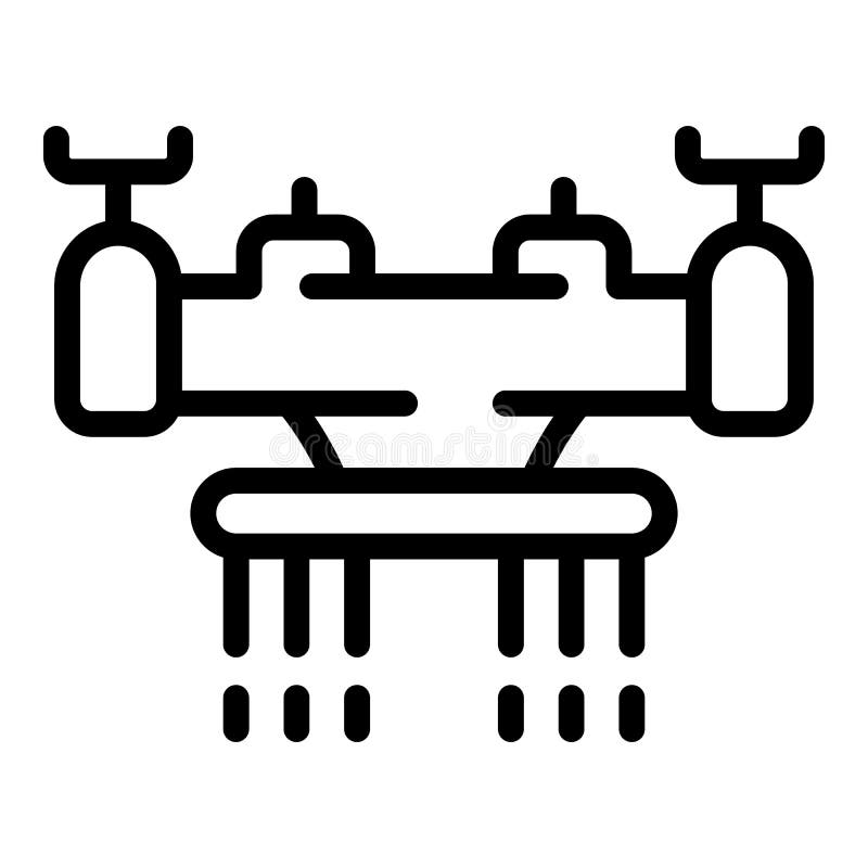 Smart drone icon, outline style royalty free illustration