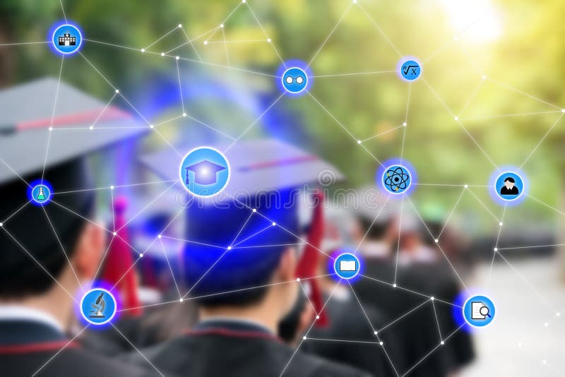 Smart education and education icon network connection with gradua stock photography