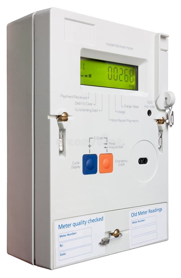 Smart domestic electricity meter isolated on white with clipping path. Smart domestic electricity meter isolated on white with clipping path