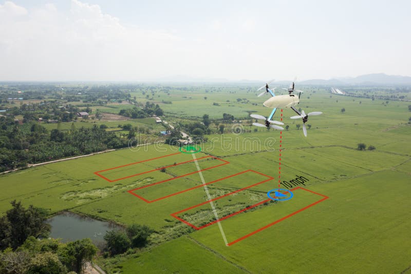 Smart farming concept, drone use a technology in agriculture wit royalty free stock photo