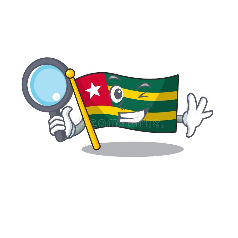Smart flag togo Scroll Detective cartoon character design vector illustration