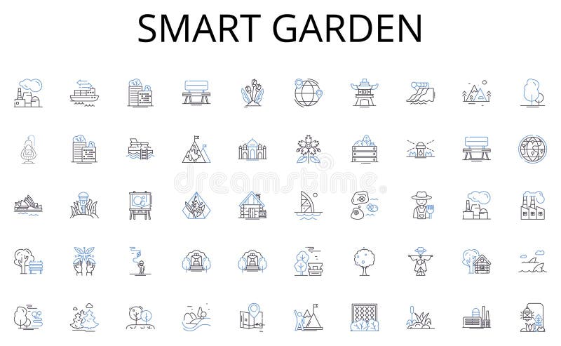 Smart garden line icons collection. Algebra, Geometry, Calculus, Trigonometry, Statistics, Analytics, Arithmetics vector royalty free illustration