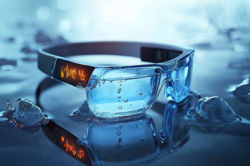 Smart glasses designed for immersive experiences in water environments royalty free stock images