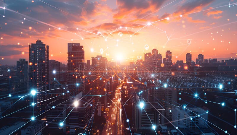 Smart grids manage energy distribution efficiently and reduce waste stock illustration