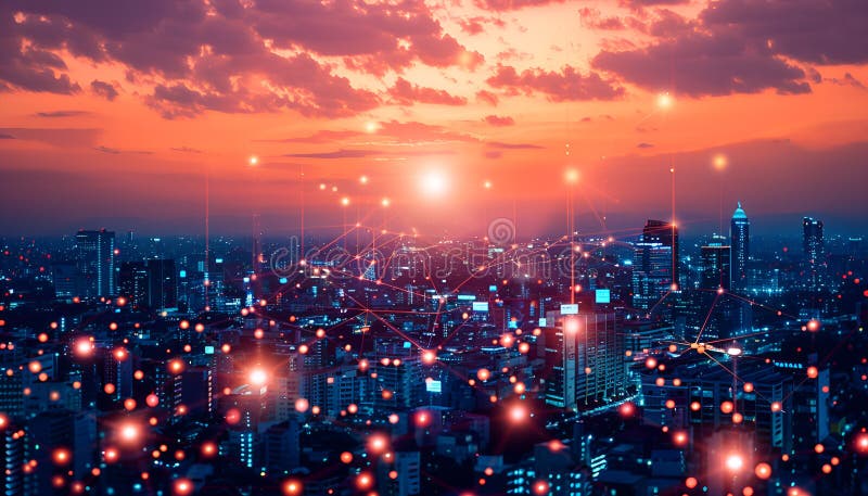 Smart grids manage energy distribution efficiently and reduce waste stock illustration