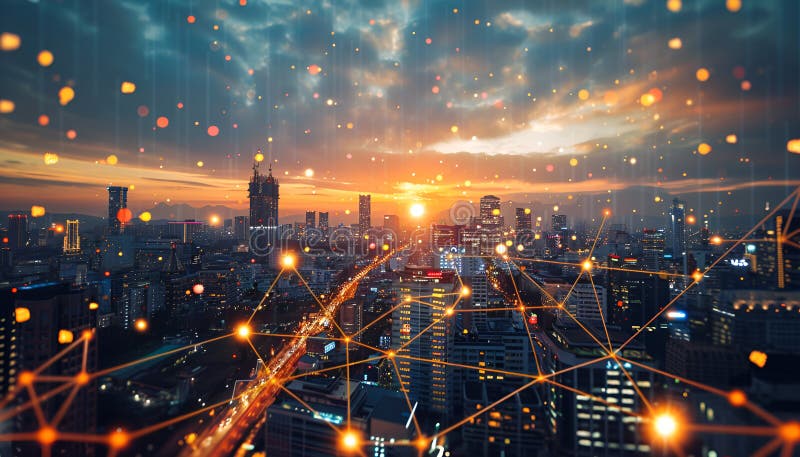 Smart grids manage energy distribution efficiently and reduce waste stock illustration