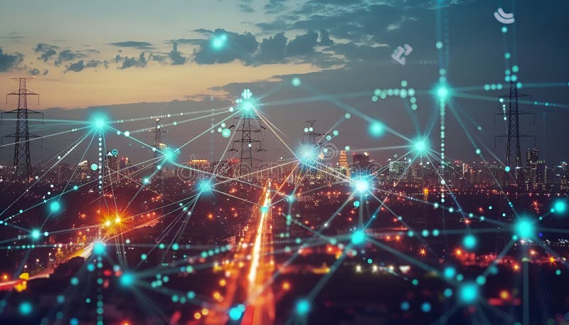 Smart grids manage energy distribution efficiently and reduce waste stock illustration