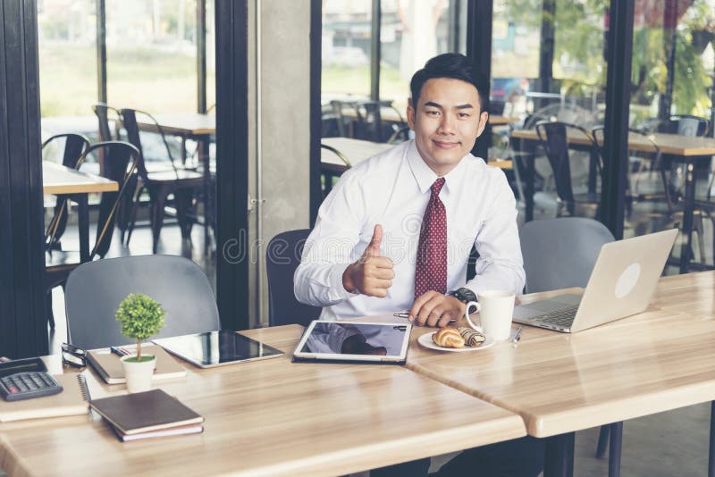 Smart and Handsome Engineer Work at the Coffee Shop Stock Image Image