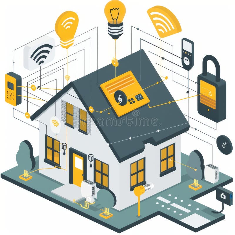 Smart Home Connectivity Concept. An illustrative representation of a smart home with interconnected devices showcasing the concept of IoT and home automation AI generated