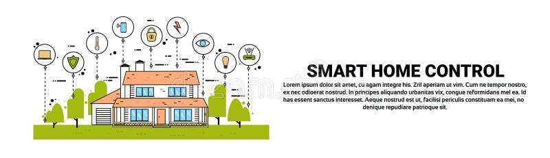 Smart Home Control Infographic Banner Building With