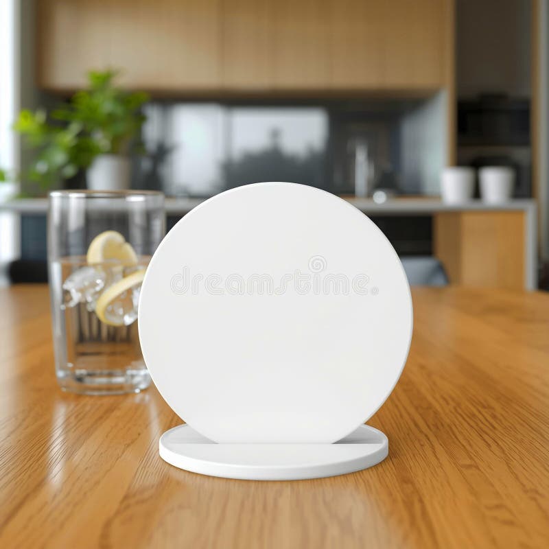 Smart Home Device on Modern Kitchen Tabletop Decor stock illustration