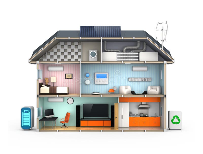 Smart house with energy efficient appliances royalty free illustration