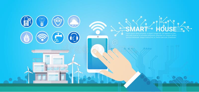 Smart House Technology Control System Icon Infographic With Copy Space